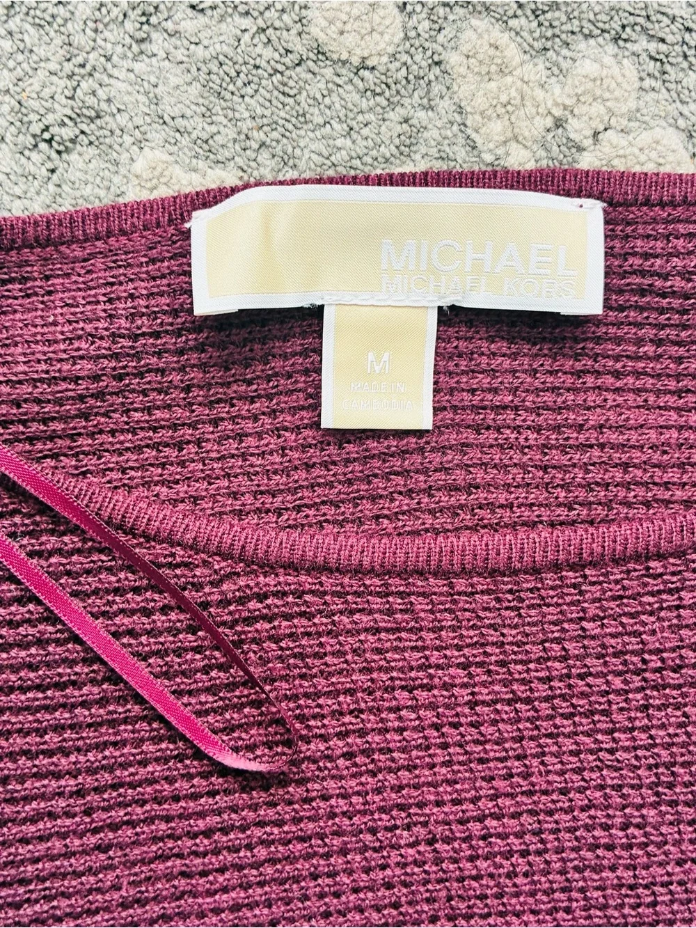 Michael Kors Plum Scoop Neck Knit Sweater with Button Cuffs